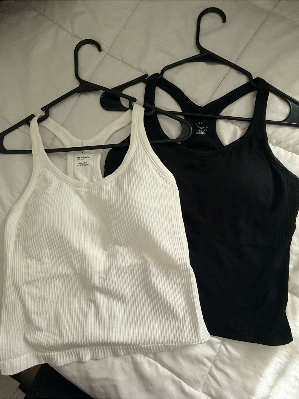 Classic Ribbed Tank Top with built in bra - Black & White